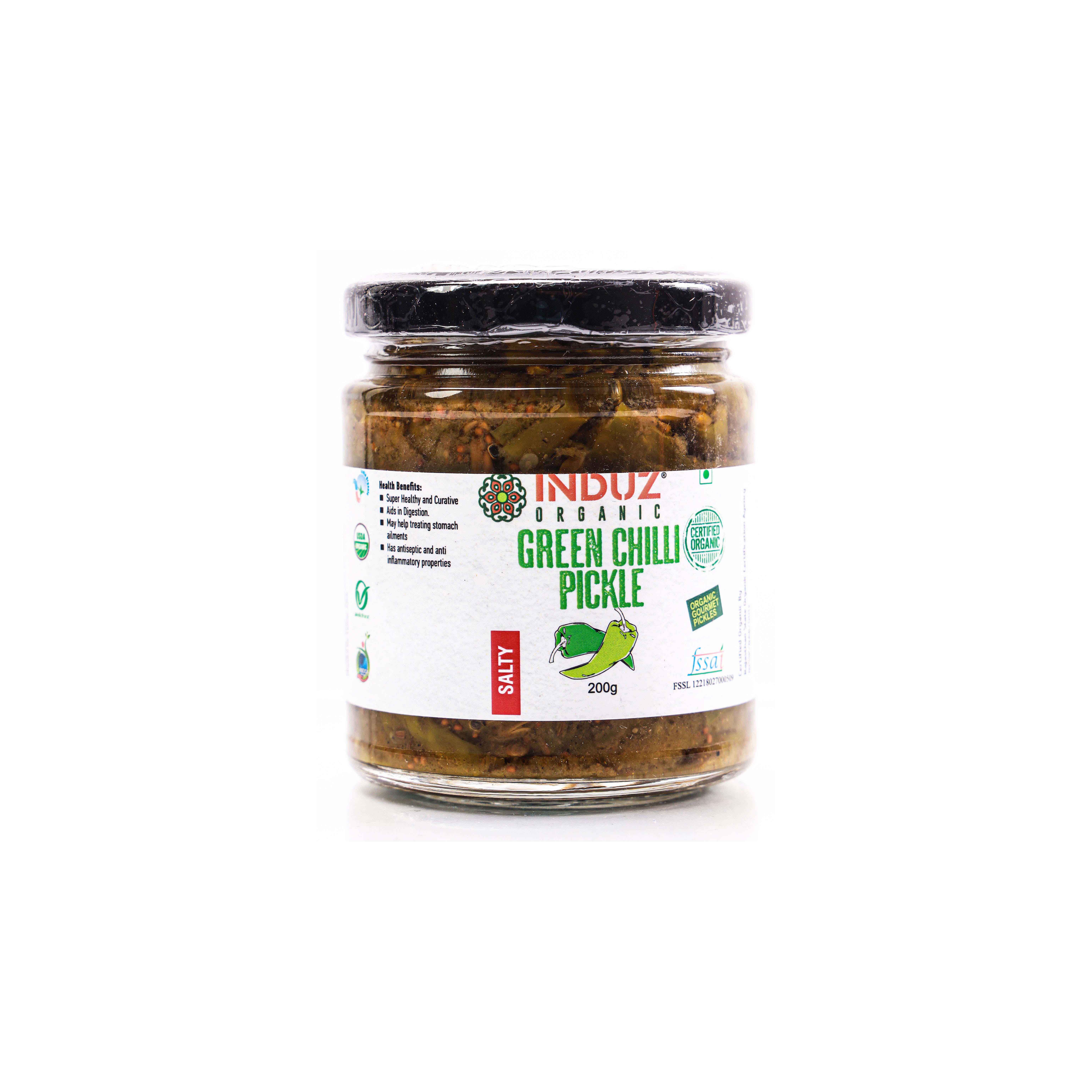 Induz Organic Green Chilli Pickle Salty