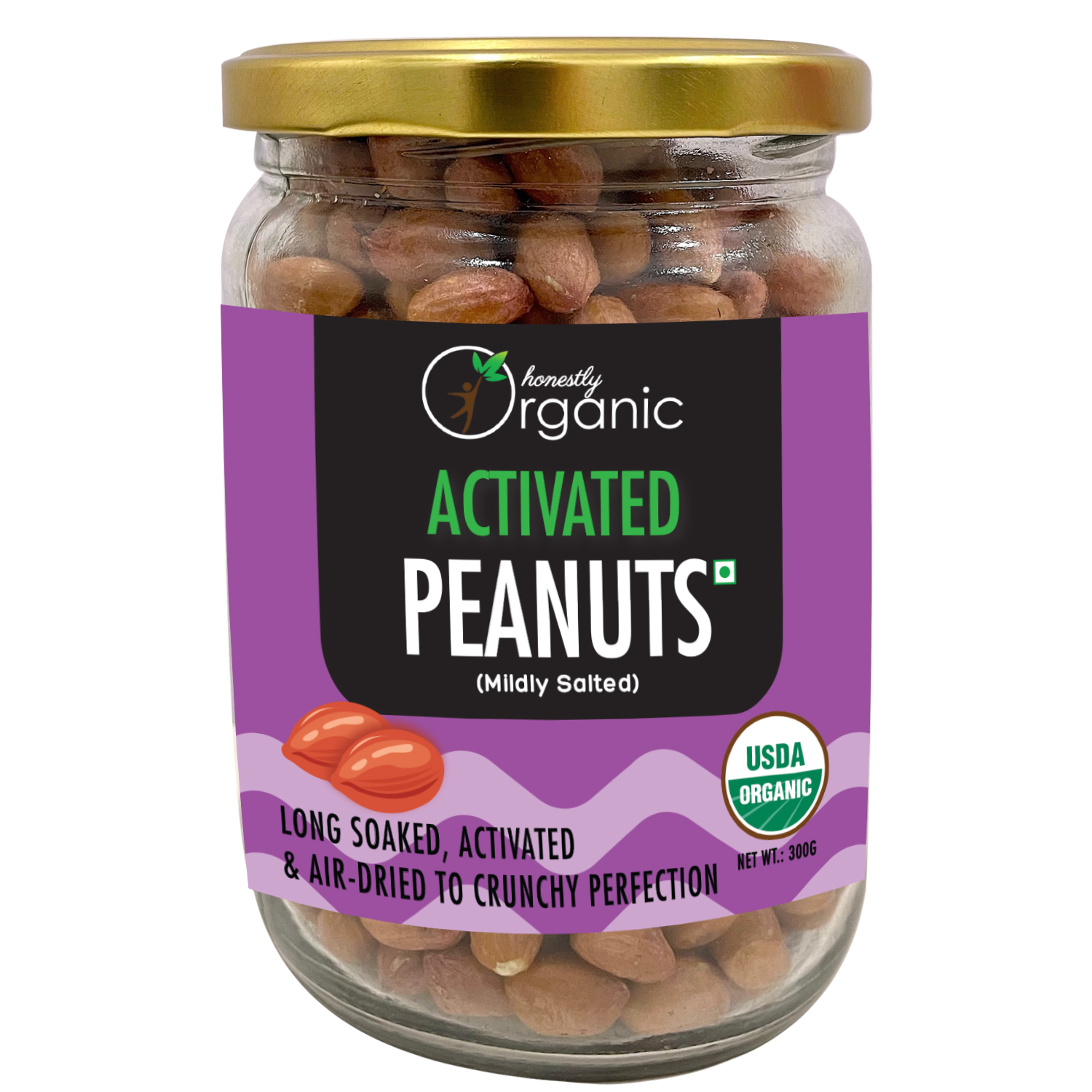 D-Alive Activated Organic Peanuts - Mildly Salted (USDA Organic, Long Soaked & Air Dried to Crunchy Perfection)