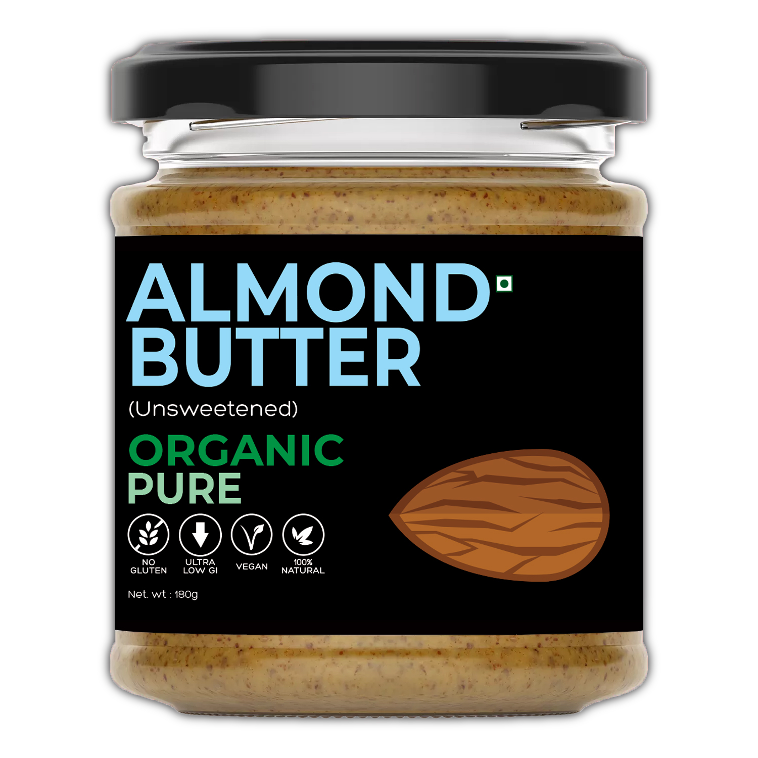 D-Alive Organic Almond Butter (Unsweetened) (Sugar-Free, USDA Organic, Gluten-Free, Low Carb, Ultra Low GI, Vegan, Diabetes & Keto Friendly)