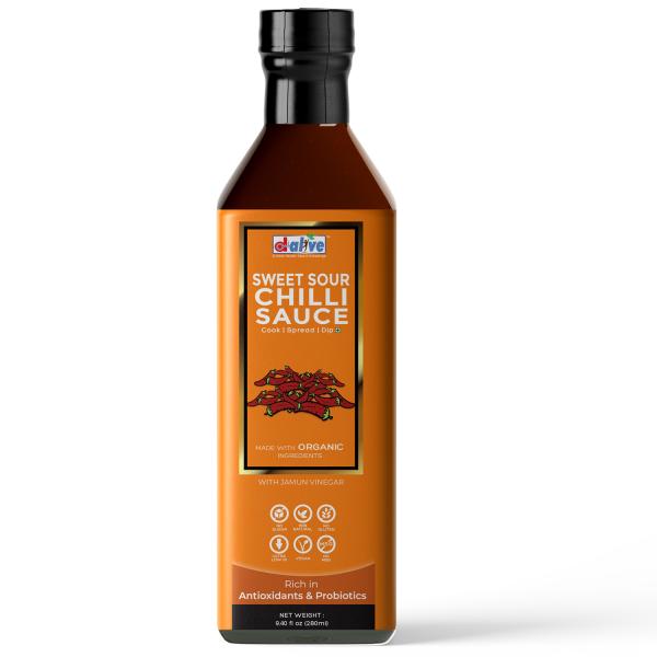 D-Alive Sweet Sour Chilli Sauce (Made with Organic Ingredients, Sugar-Free, Gluten-Free, Low Carb, Ultra Low GI, Vegan, Diabetes & Keto Friendly)