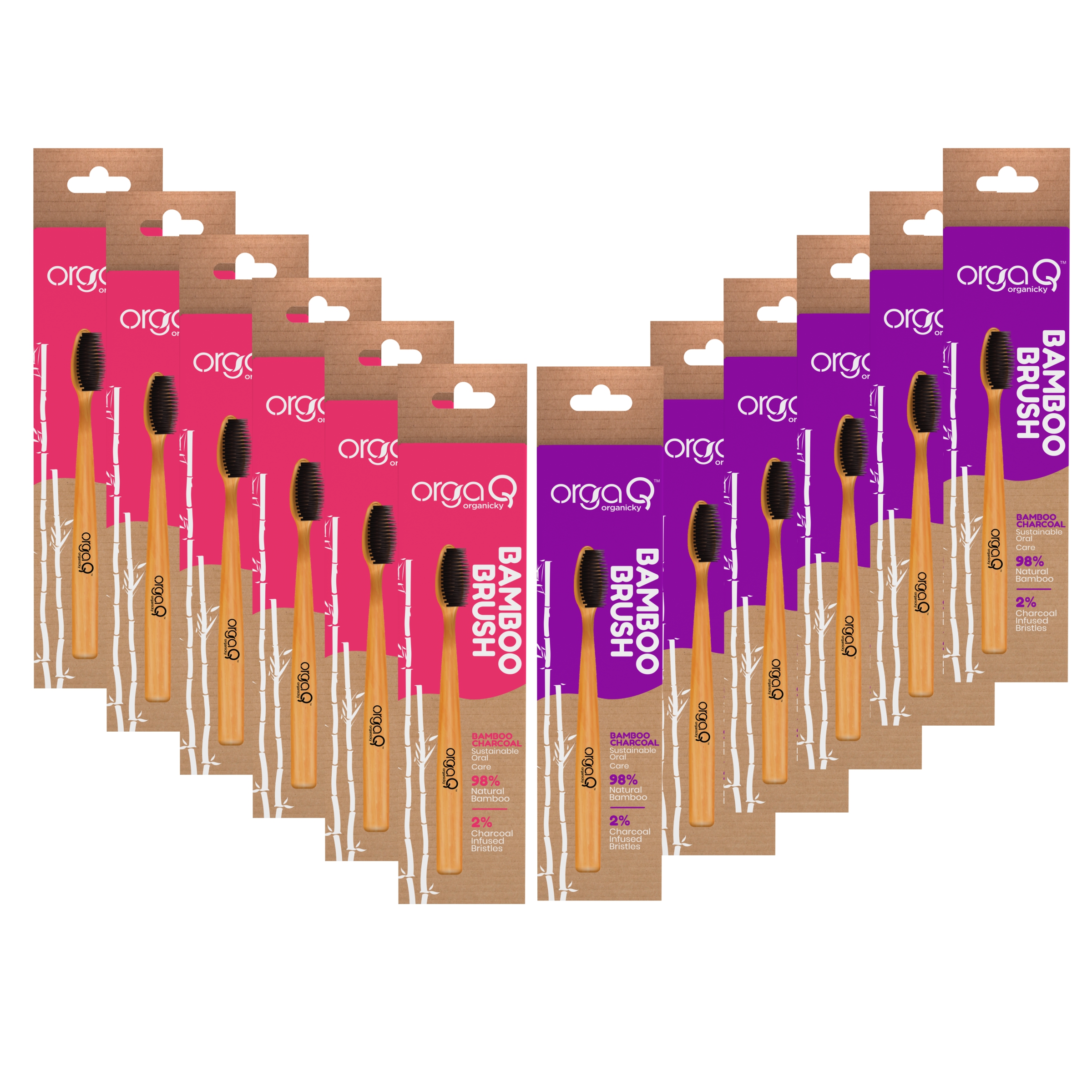 ORGAQ BAMBOO BRUSH CHARCOAL BRISTLE 12 Pc