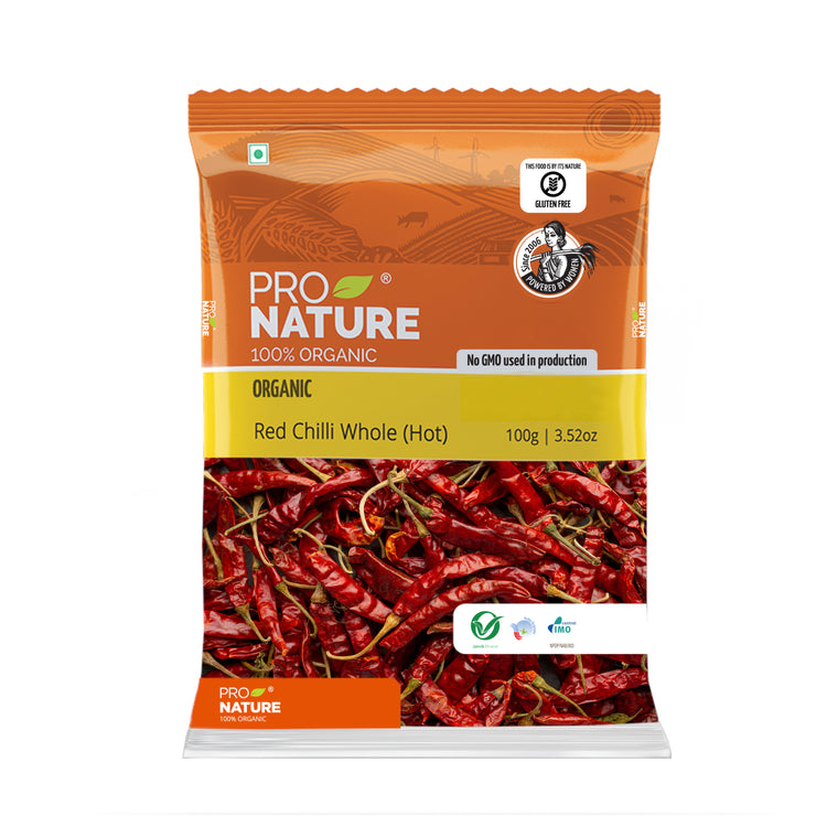 PRO NATURAL ORGANIC RED CHILLI WHOLE ( HOT)