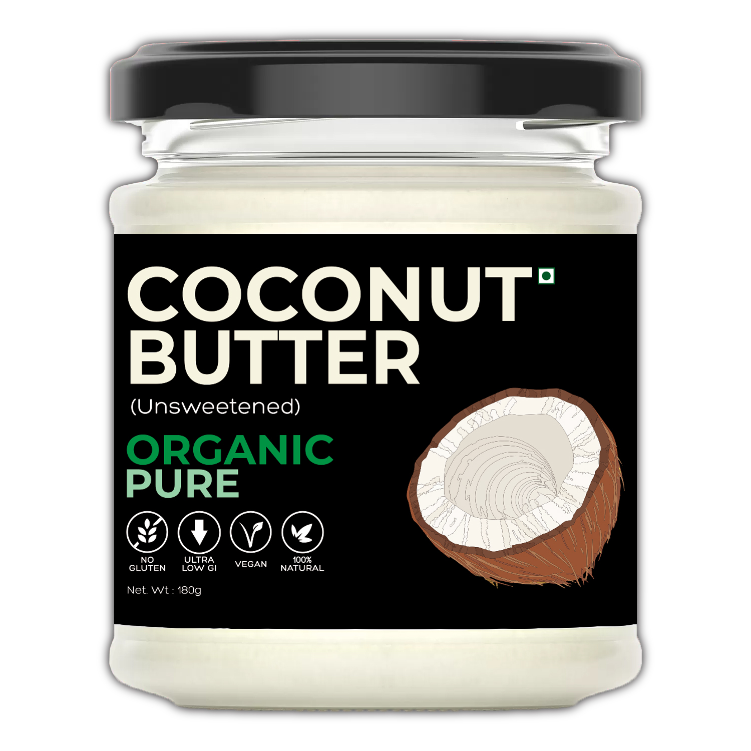 D-Alive Organic Coconut Butter (Unsweetened) (Sugar-Free, USDA Organic, Gluten-Free, Low Carb, Ultra Low GI, Vegan, Diabetes & Keto Friendly)