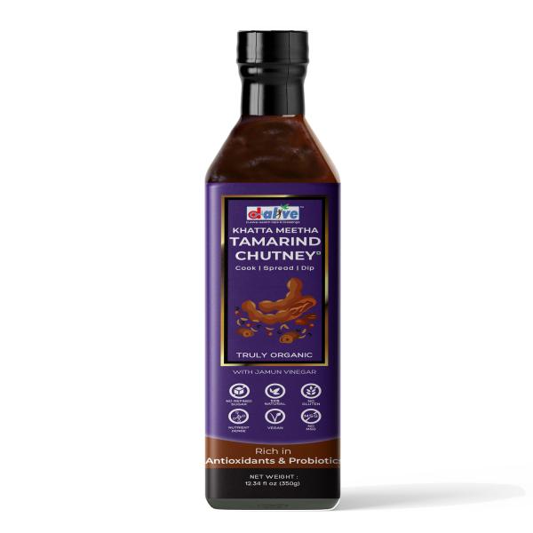 D-Alive Khatta Meetha Tamarind (Imli) Chutney (Sugar-Free, Gluten-Free, Low Carb, Ultra Low GI, Vegan, Diabetes & Keto Friendly)