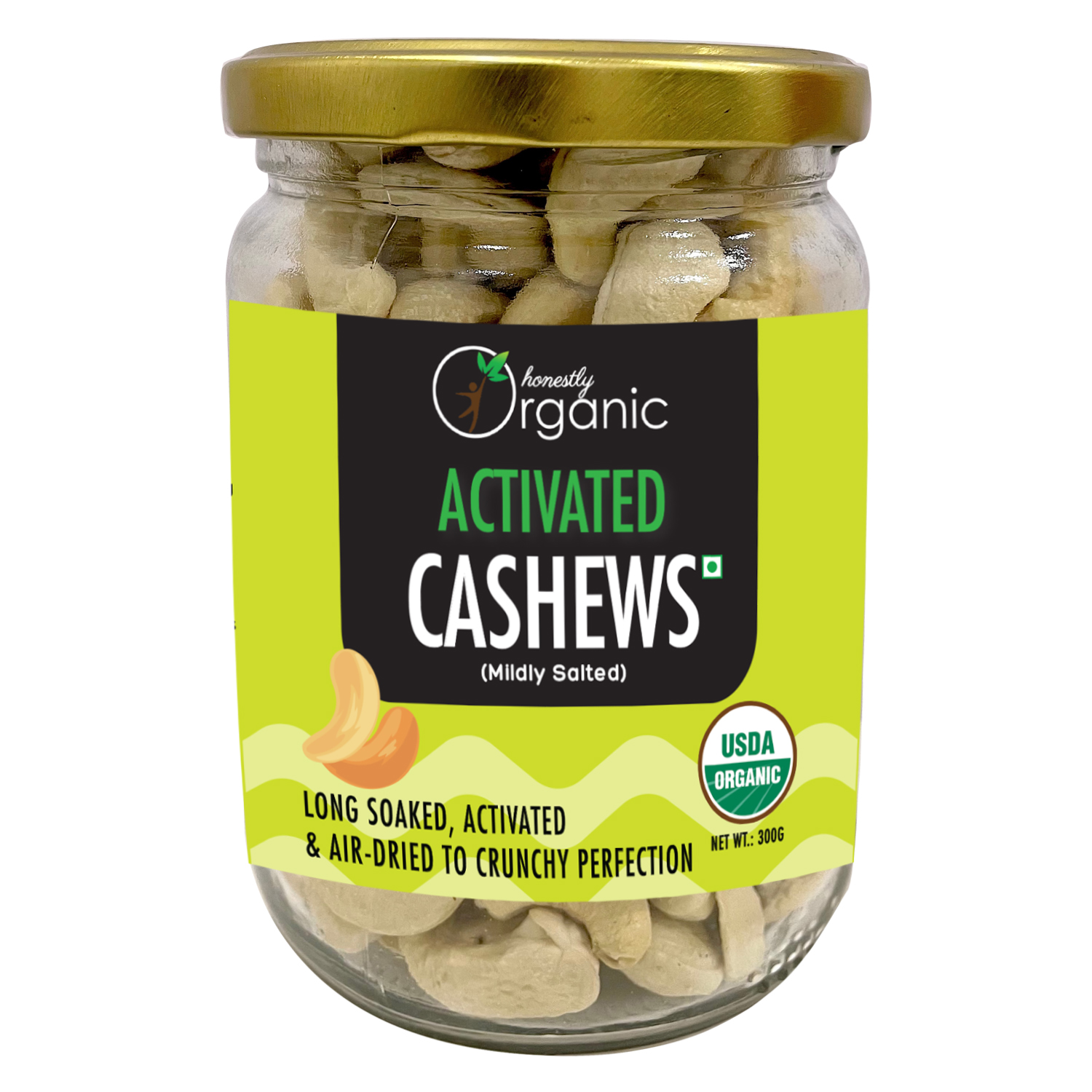 D-Alive Activated Organic Cashews - Mildly Salted (USDA Organic, Long Soaked & Air Dried to Crunchy Perfection)