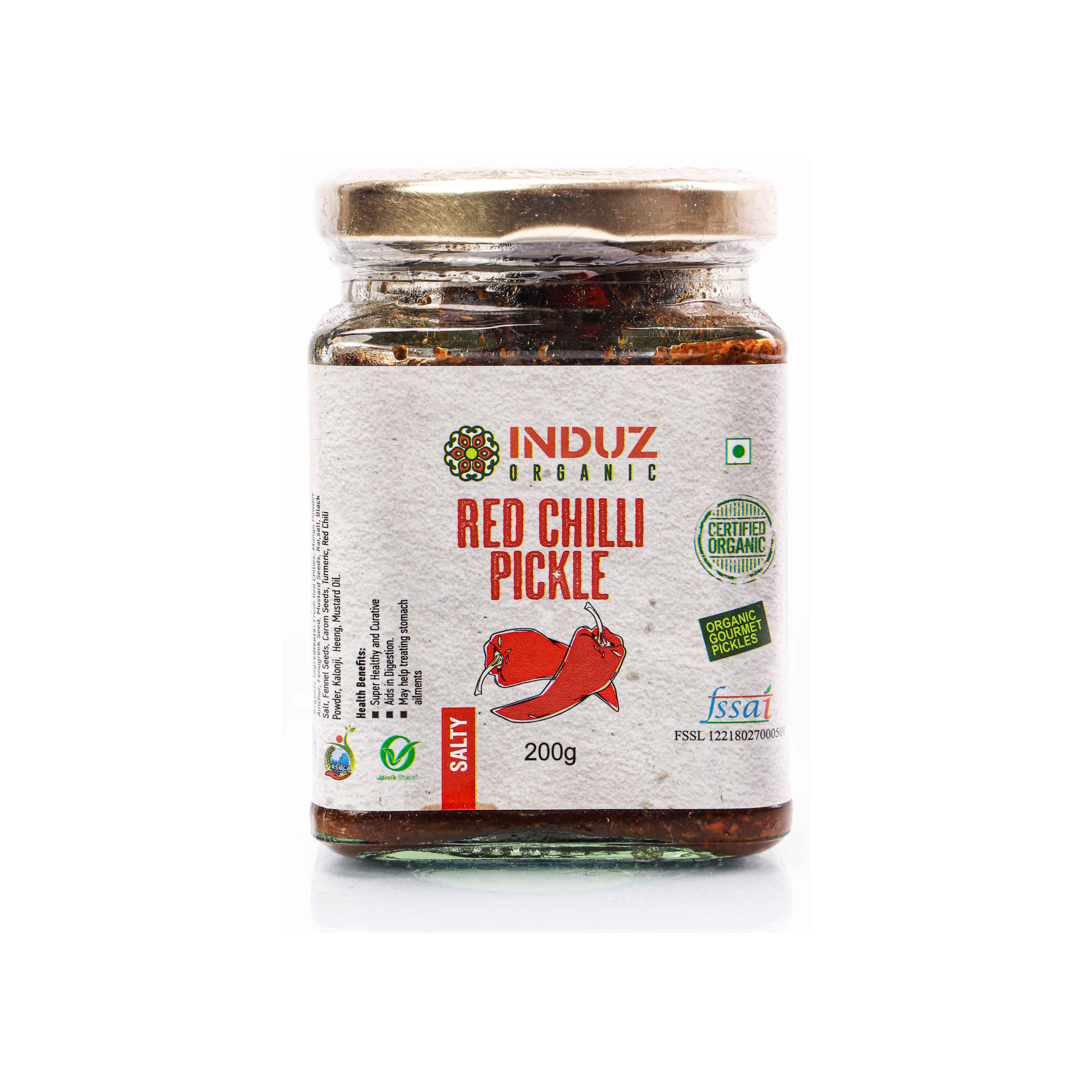Induz Organic Red Chilli Pickle (Bharwa Mirch)