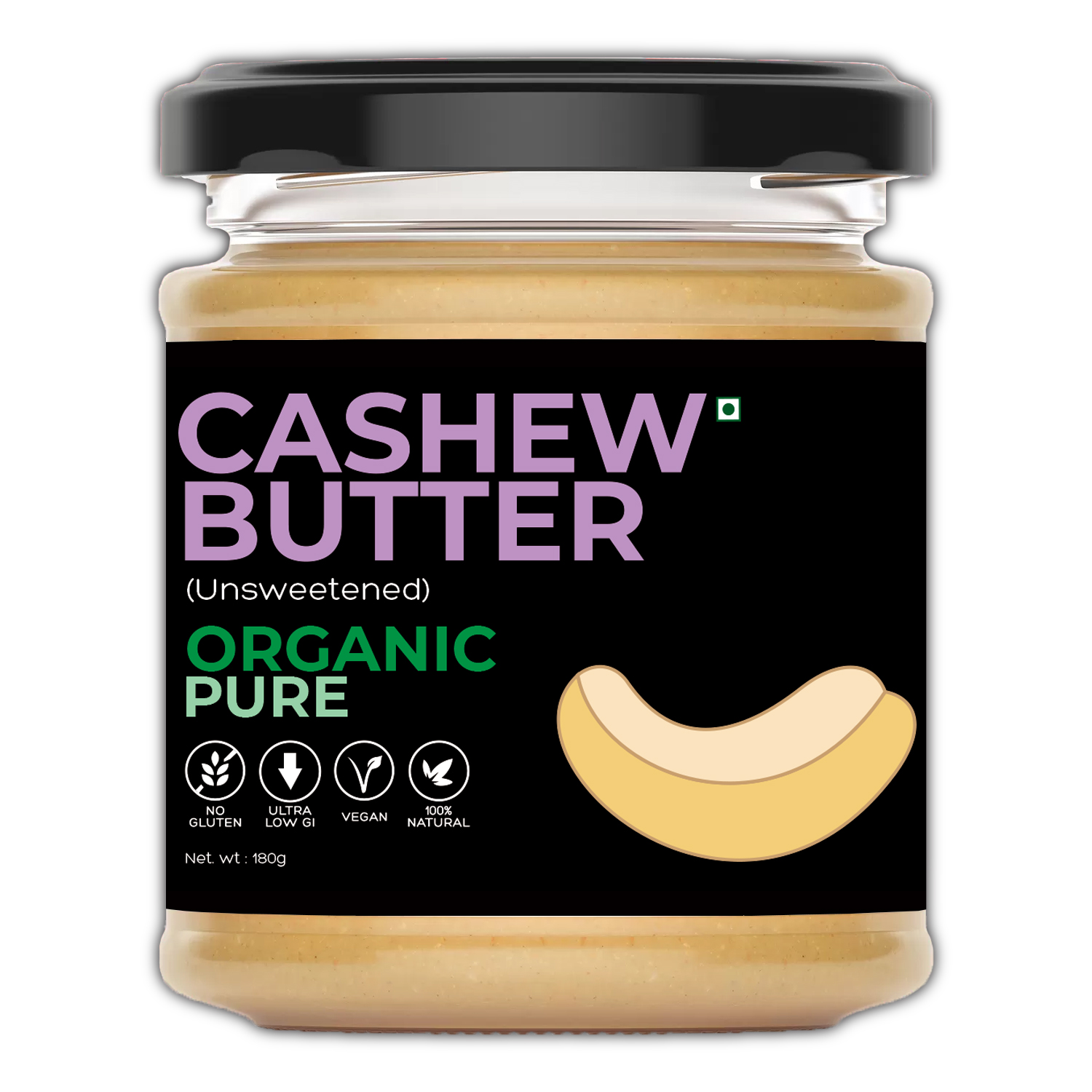 D-Alive Organic Cashew Butter (Unsweetened) (Sugar-Free, USDA Organic, Gluten-Free, Low Carb, Ultra Low GI, Vegan, Diabetes & Keto Friendly)