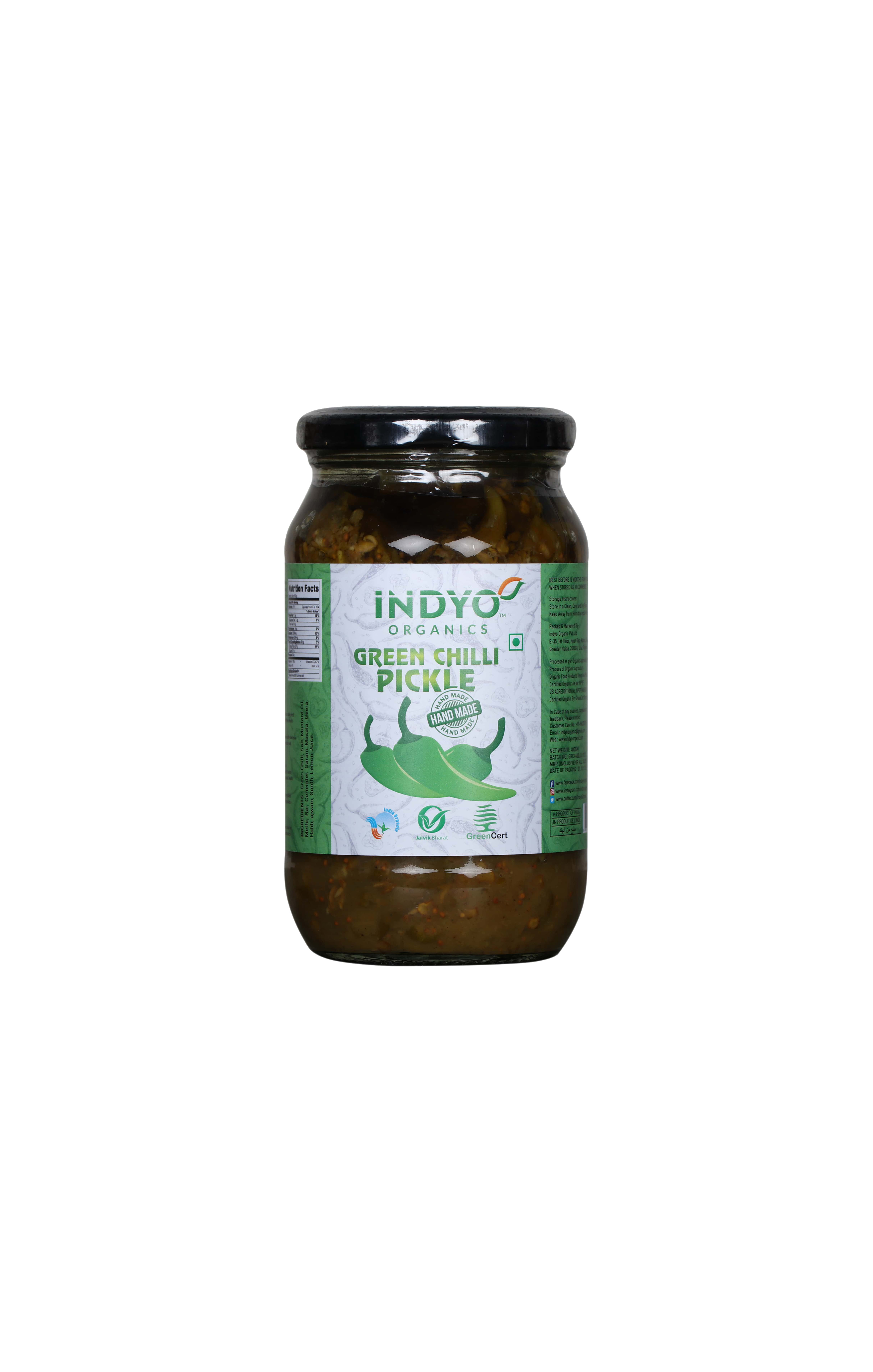 INDYO GREEN CHILLI PICKLE 400 GM